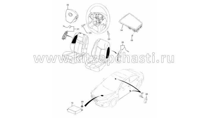 Блок управления подушками безопасности (4 подушки) FAW Besturn B50 FA0357K30